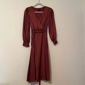 Long sleeved midi dress- burnt orange color